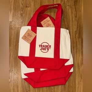 NWT - Trader Joe’s Mini Canvas Tote Bags (Red)